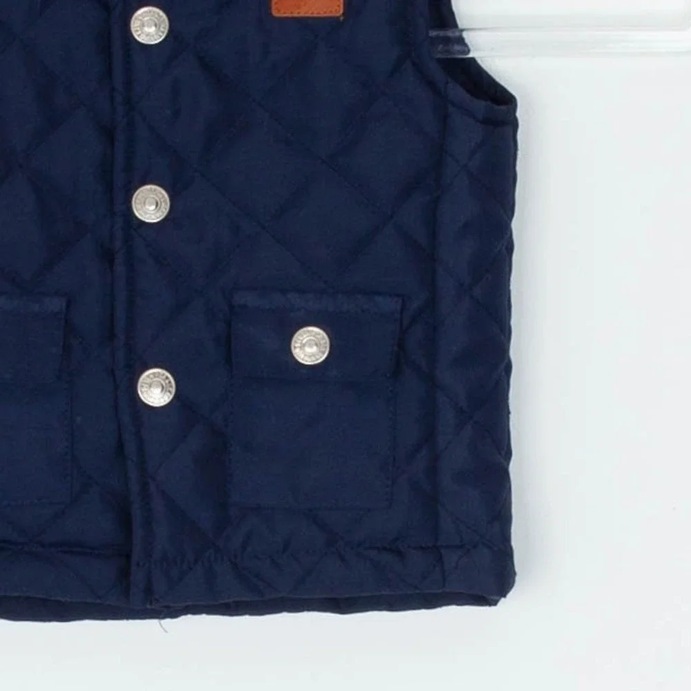 7 For‎ All Mankind Kids Quilted Vest Top Collared Button Front Navy Size 12M